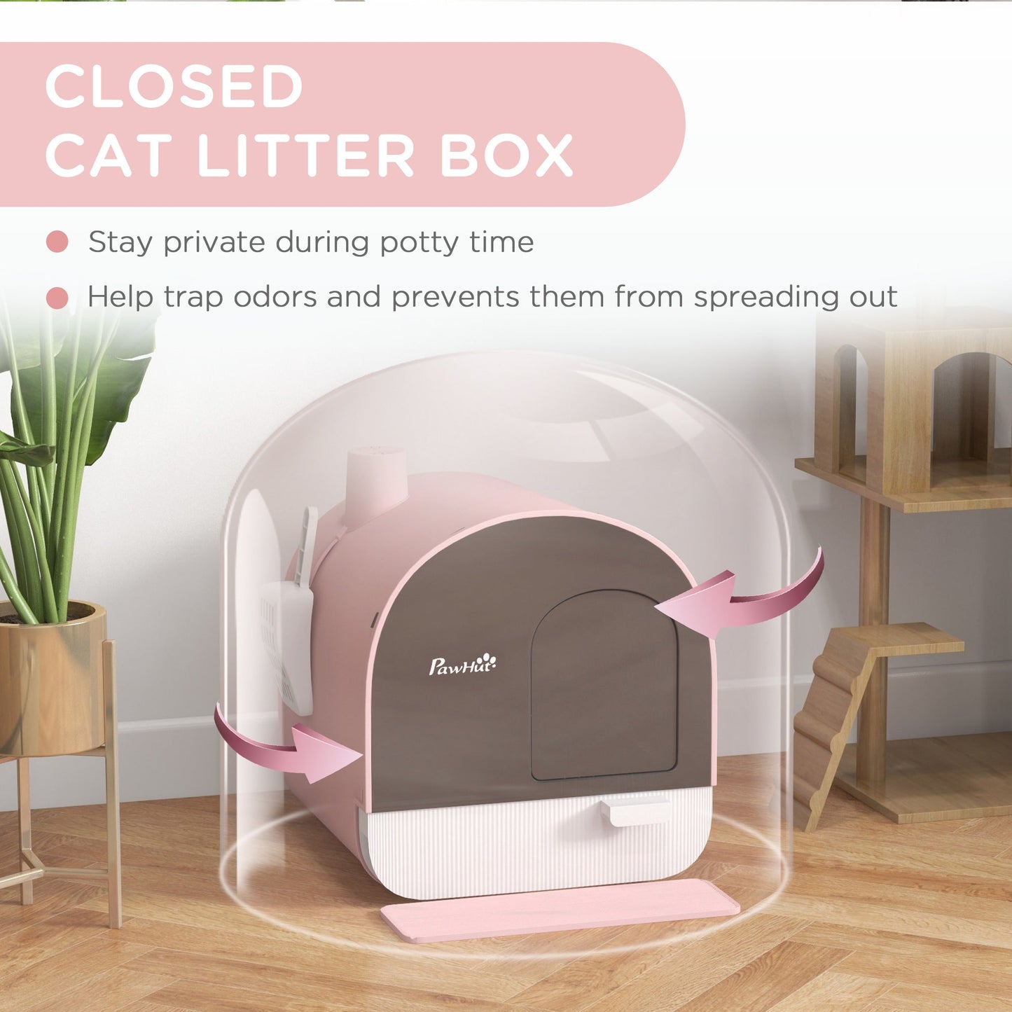 PawHut Hooded Cat Litter Box With Lid For Indoor Cats Odor Control Privacy Scoop