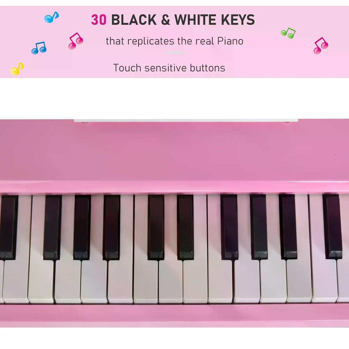 HOMCOM 30 Keys Mini Kids Piano With Music Stand And Bench Ideal Gift For Little Musicians Beginners