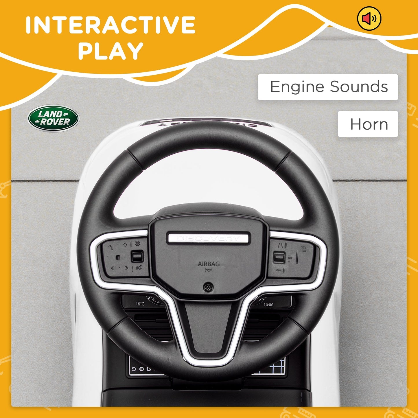 AIYAPLAY Land Rover Licensed Toddler Ride On Car With Horn And Engine Sounds For 18 To 36 Months Under Seat Storage