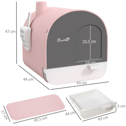 PawHut Hooded Cat Litter Box With Lid For Indoor Cats Odor Control Privacy Scoop