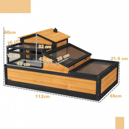 PawHut Wooden Tortoise House With Balcony And Roof Spacious Two Levels Easy Clean Tray Indoor Outdoor For Reptile Lovers