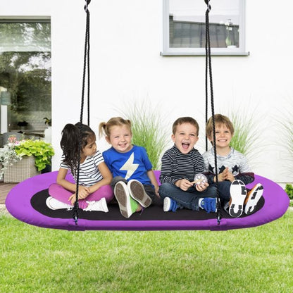 60 Inch Saucer Surf Swing Set With Adjustable Height For Kids Backyard Fun