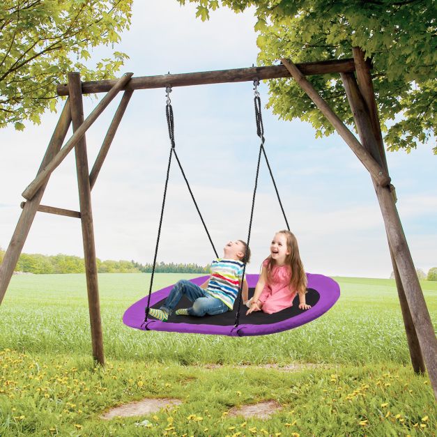 60 Inch Saucer Surf Swing Set With Adjustable Height For Kids Backyard Fun