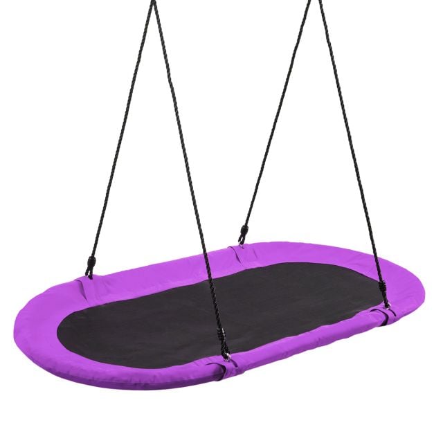 60 Inch Saucer Surf Swing Set With Adjustable Height For Kids Backyard Fun