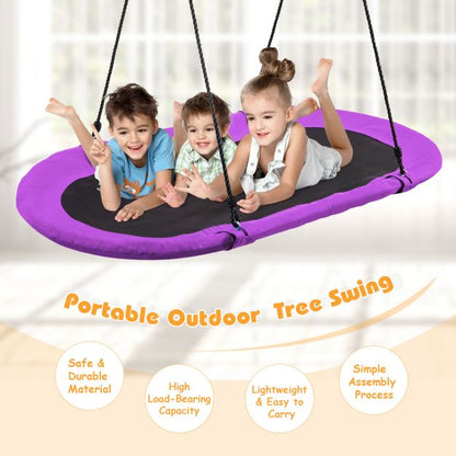 60 Inch Saucer Surf Swing Set With Adjustable Height For Kids Backyard Fun