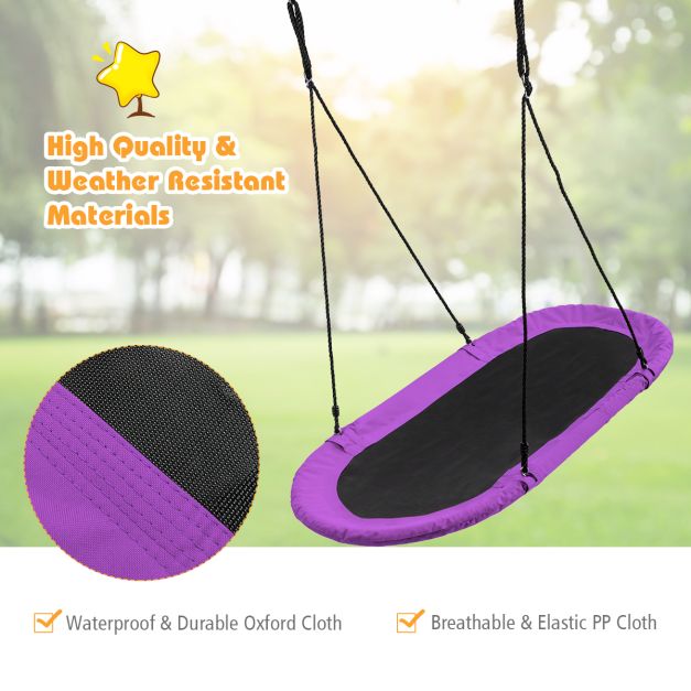 60 Inch Saucer Surf Swing Set With Adjustable Height For Kids Backyard Fun