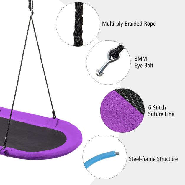 60 Inch Saucer Surf Swing Set With Adjustable Height For Kids Backyard Fun