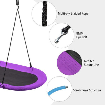 60 Inch Saucer Surf Swing Set With Adjustable Height For Kids Backyard Fun