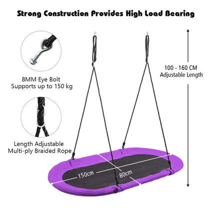 60 Inch Saucer Surf Swing Set With Adjustable Height For Kids Backyard Fun