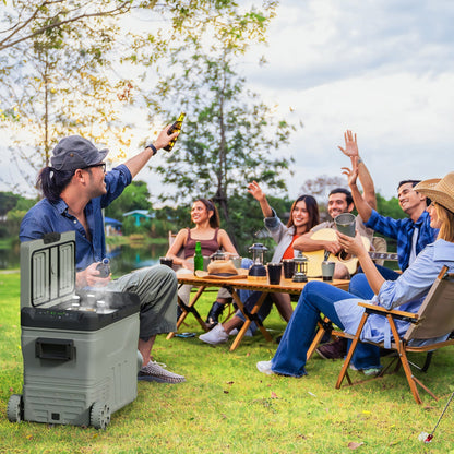 Outsunny 45L Dual Zone Car Fridge Cooler With Off Road Wheels Portable For Road Trips