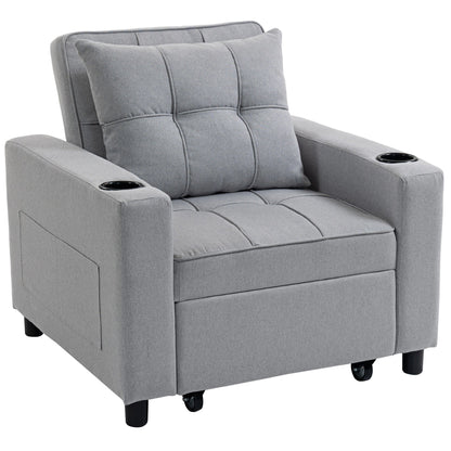 HOMCOM 3-In-1 Sofa Bed Chair For Small Spaces With High-Density Foam Comfort