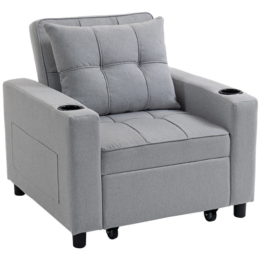 HOMCOM 3-In-1 Sofa Bed Chair For Small Spaces With High-Density Foam Comfort