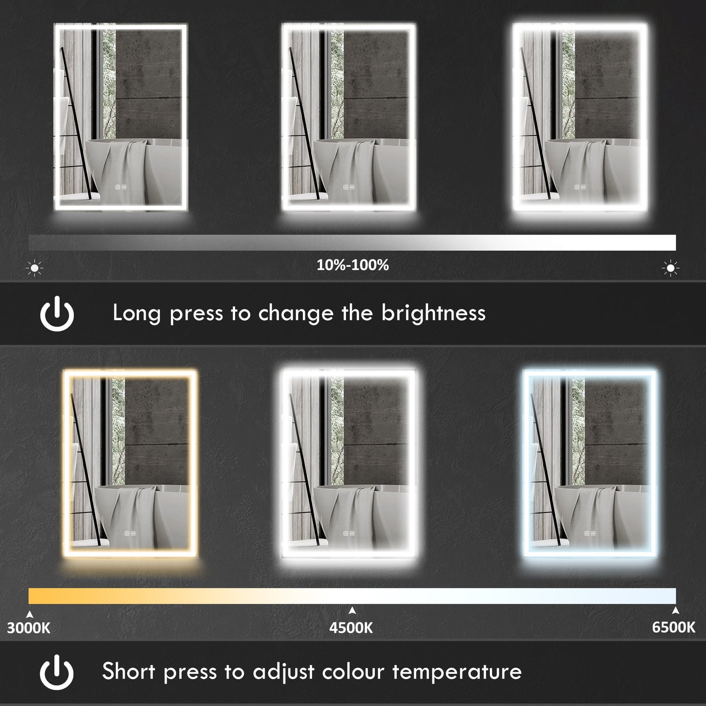 HOMCOM Bathroom Mirror Cabinet With LED Lights Shaver Socket Demister Dimmer For Modern Bathrooms