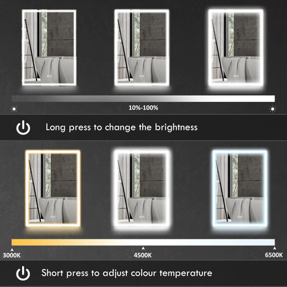 HOMCOM Bathroom Mirror Cabinet With LED Lights Shaver Socket Demister Dimmer For Modern Bathrooms