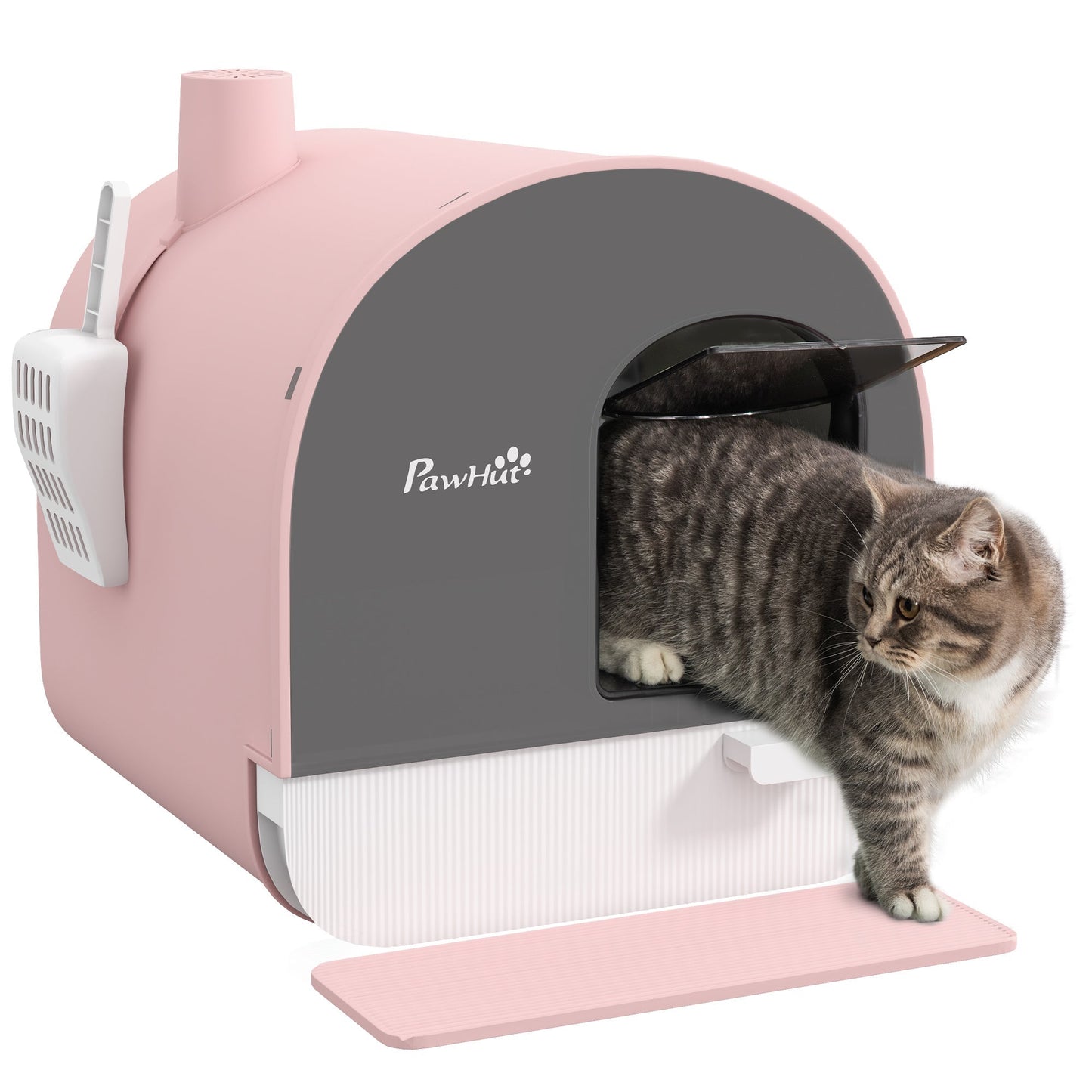 PawHut Hooded Cat Litter Box With Lid For Indoor Cats Odor Control Privacy Scoop