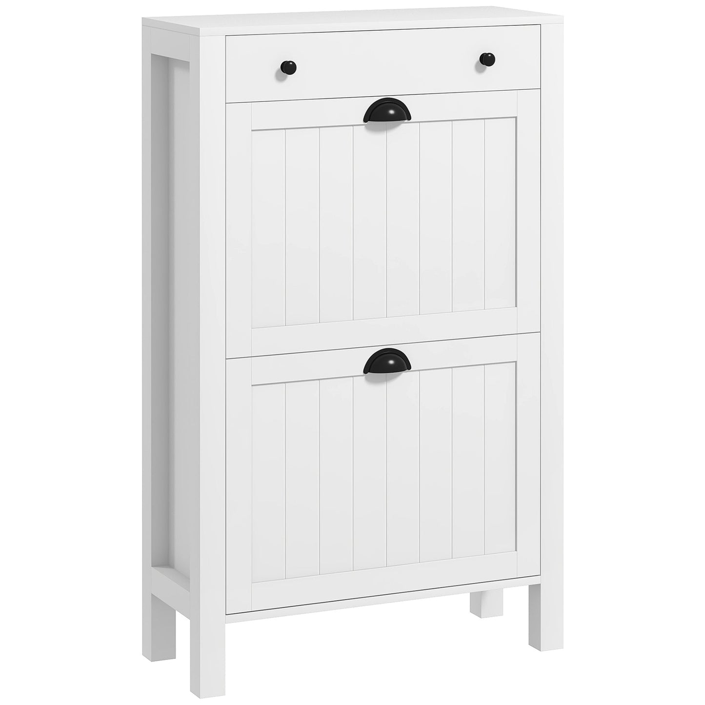HOMCOM Narrow Shoe Cabinet With 2 Flip Drawers