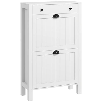 HOMCOM Narrow Shoe Cabinet With 2 Flip Drawers