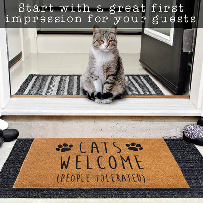 Cats Welcome Doormat Outdoor 30x17 Inch Durable Coco Fiber Dirt Trapping Porch Decor For Cat Lovers