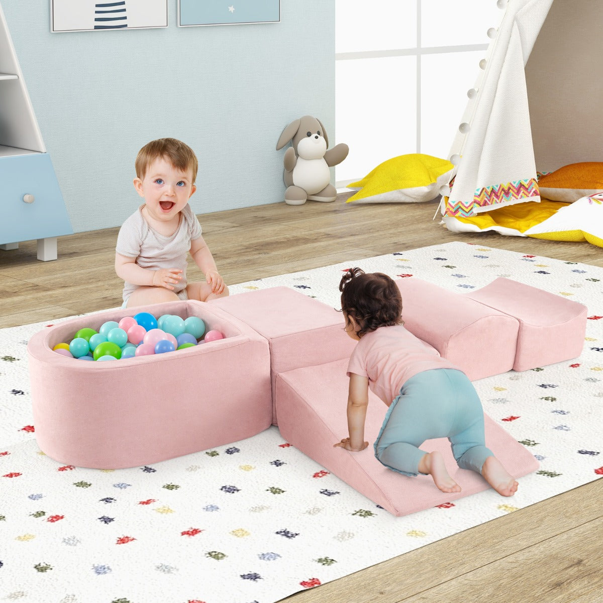 Climb And Crawl Five Piece Playset With Ball Pit
