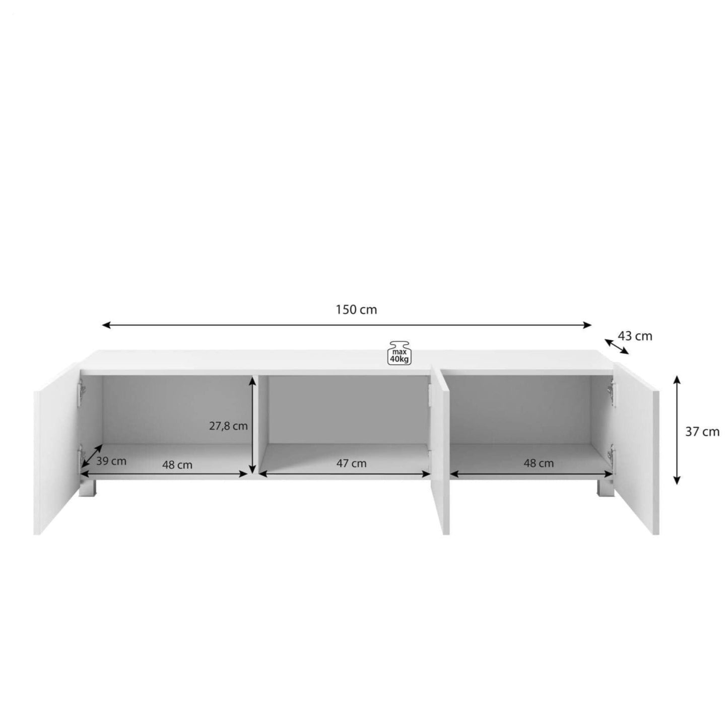 Calabrini TV Cabinet 150cm Sleek Modern Storage For Living Rooms Keeps Media Organized