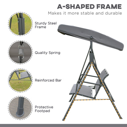 Outsunny 3 Seater Garden Swing Chair With Canopy And Breathable Mesh Seat