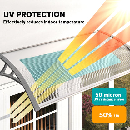 Outsunny Front Door Canopy Outdoor Awning 110x60cm Rain Shelter Aluminium Frame Easy Wall Mount For Homeowners