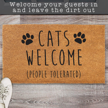 Cats Welcome Doormat Outdoor 30x17 Inch Durable Coco Fiber Dirt Trapping Porch Decor For Cat Lovers