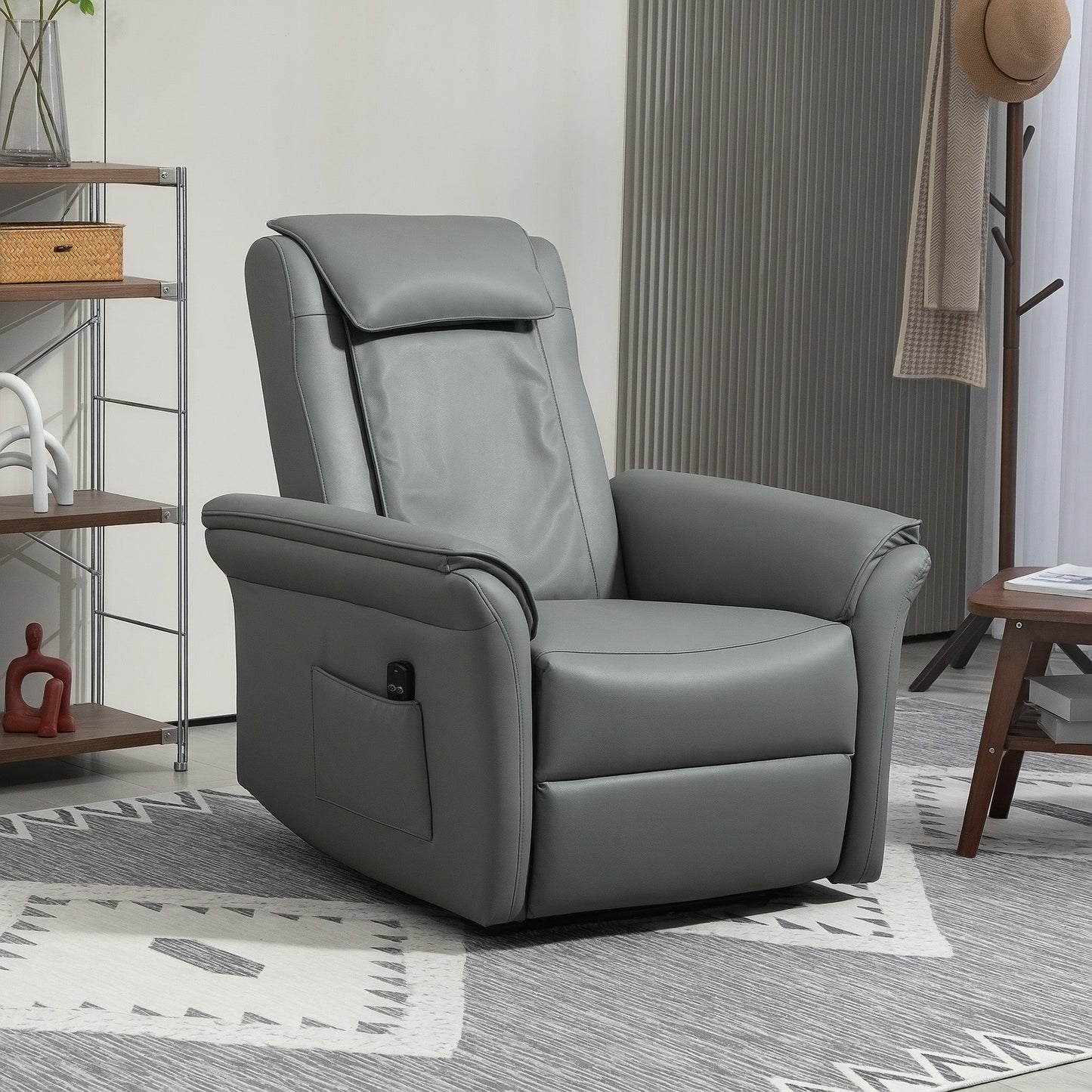 HOMCOM 3D Kneading Massage Recliner Chair For Home Use With Remote USB Side Pockets