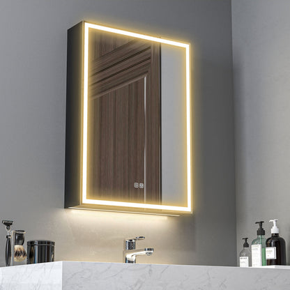 HOMCOM Bathroom Mirror Cabinet With LED Lights Shaver Socket Demister Dimmer For Modern Bathrooms