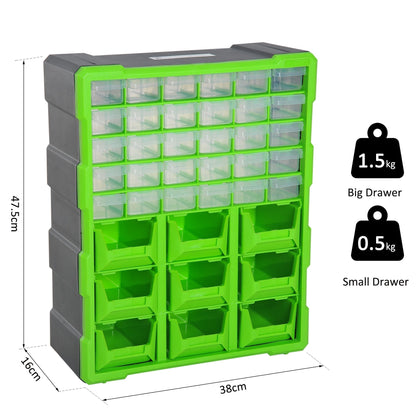 DURHAND 39 Drawer Parts Organizer Wall Mount Cabinet For Garage Durable Easy Access With Clear Drawers