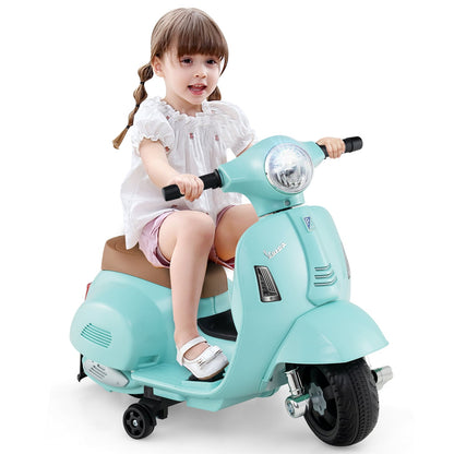 Vespa Licensed 6V Kids Ride On Motorcycle with Lights and Horn Sound for Boys and Girls
