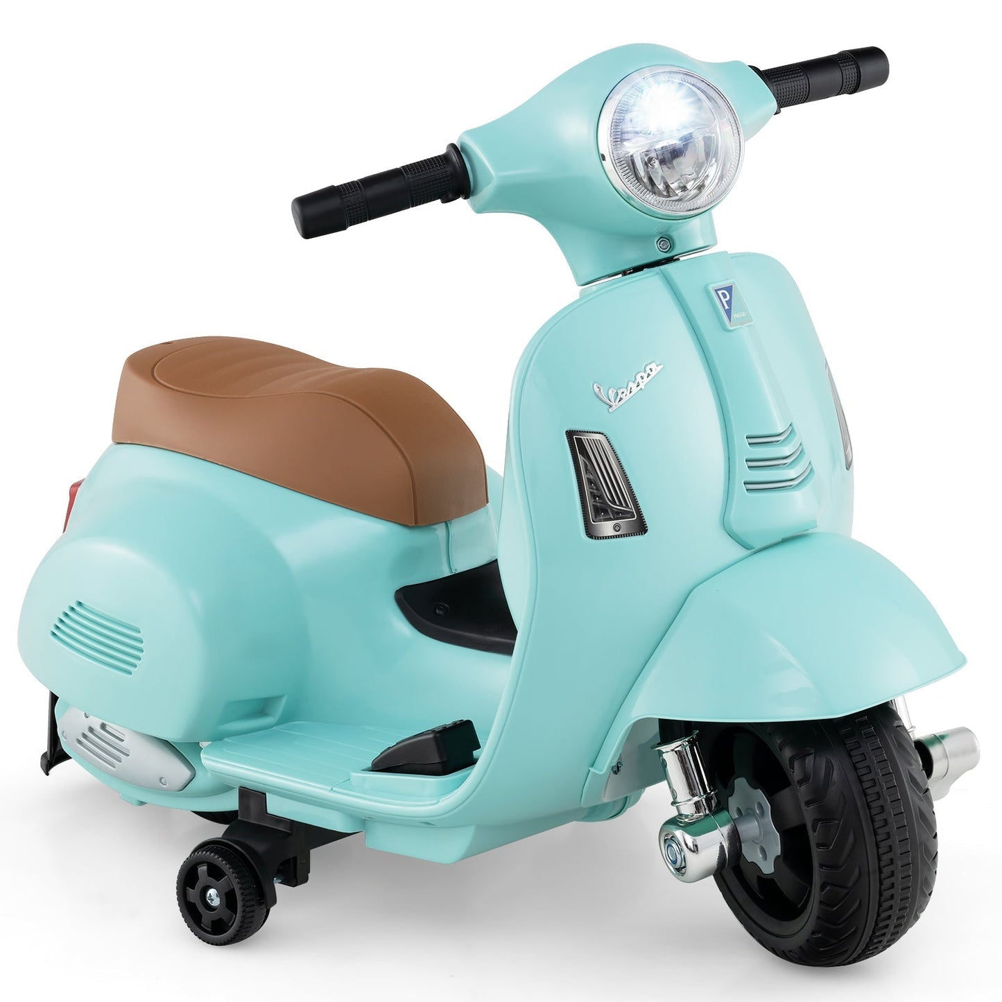 Vespa Licensed 6V Kids Ride On Motorcycle with Lights and Horn Sound for Boys and Girls