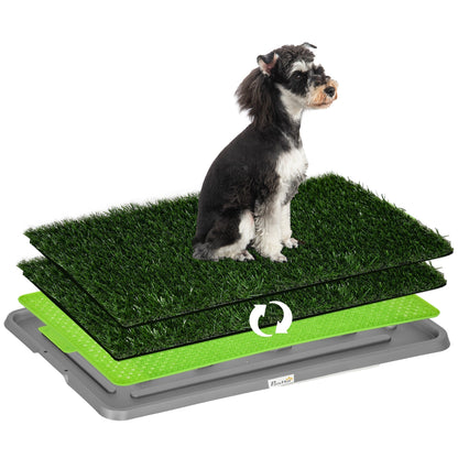 PawHut Realistic Artificial Grass Dog Toilet With Tray For Potty Training Indoor Outdoor 2 Pack 67x41cm