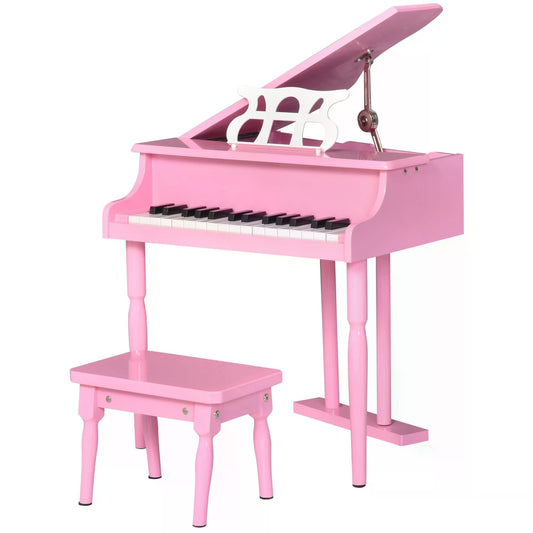 HOMCOM 30 Keys Mini Kids Piano With Music Stand And Bench Ideal Gift For Little Musicians Beginners