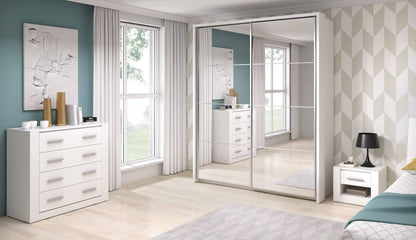 Arti 2 Sliding Door Wardrobe 180cm With Mirror Ideal For Small Bedrooms Three Rails Adjustable Shelves