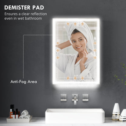 HOMCOM Bathroom Mirror Cabinet With LED Lights Shaver Socket Demister Dimmer For Modern Bathrooms