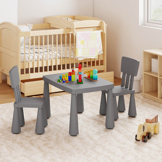 Kids Multi Activity Table And Chair Set Grey For Playroom Use Sturdy Frame Easy To Clean Space Saving