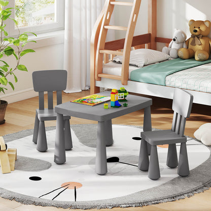 Kids Multi Activity Table And Chair Set Grey For Playroom Use Sturdy Frame Easy To Clean Space Saving