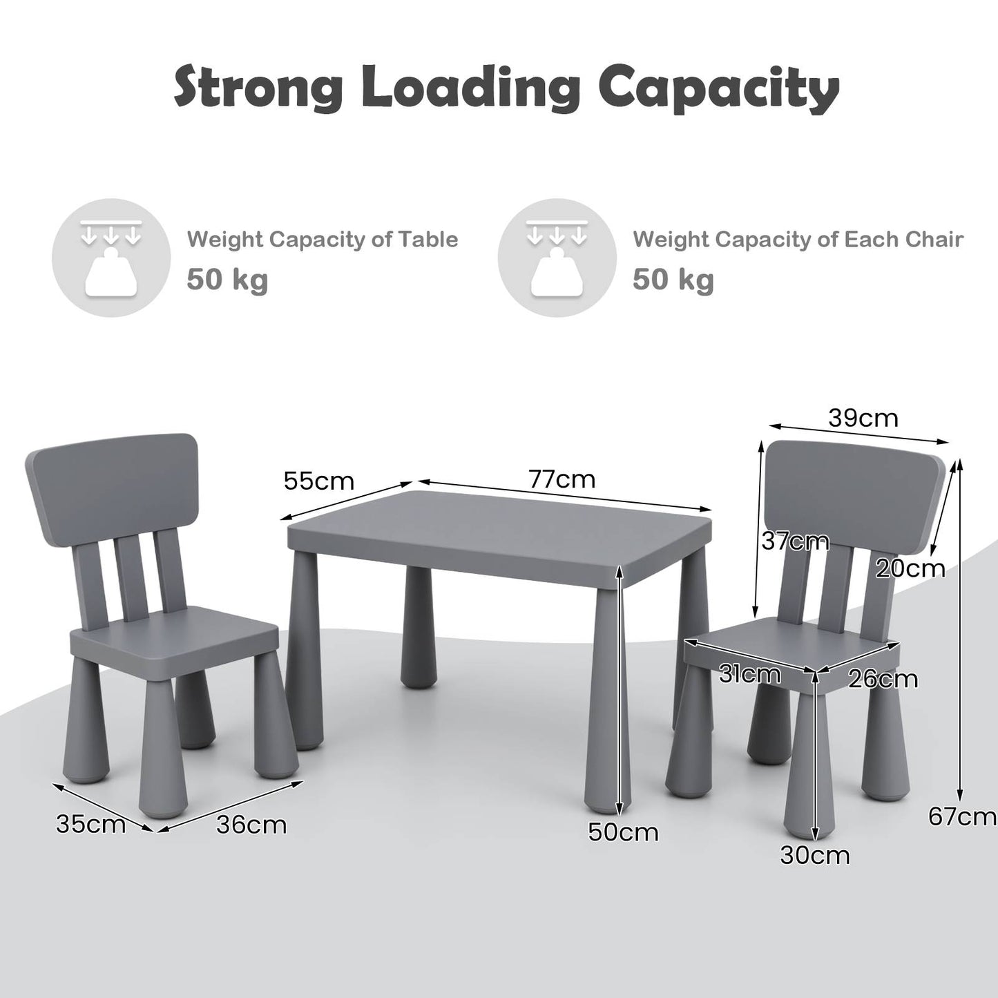 Kids Multi Activity Table And Chair Set Grey For Playroom Use Sturdy Frame Easy To Clean Space Saving