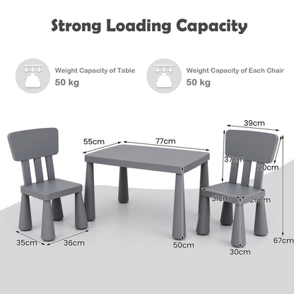Kids Multi Activity Table And Chair Set Grey For Playroom Use Sturdy Frame Easy To Clean Space Saving