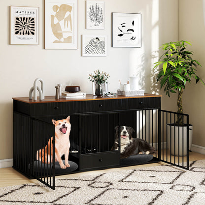 Dog Crate Furniture From Double Dog With Pull Out Feeder