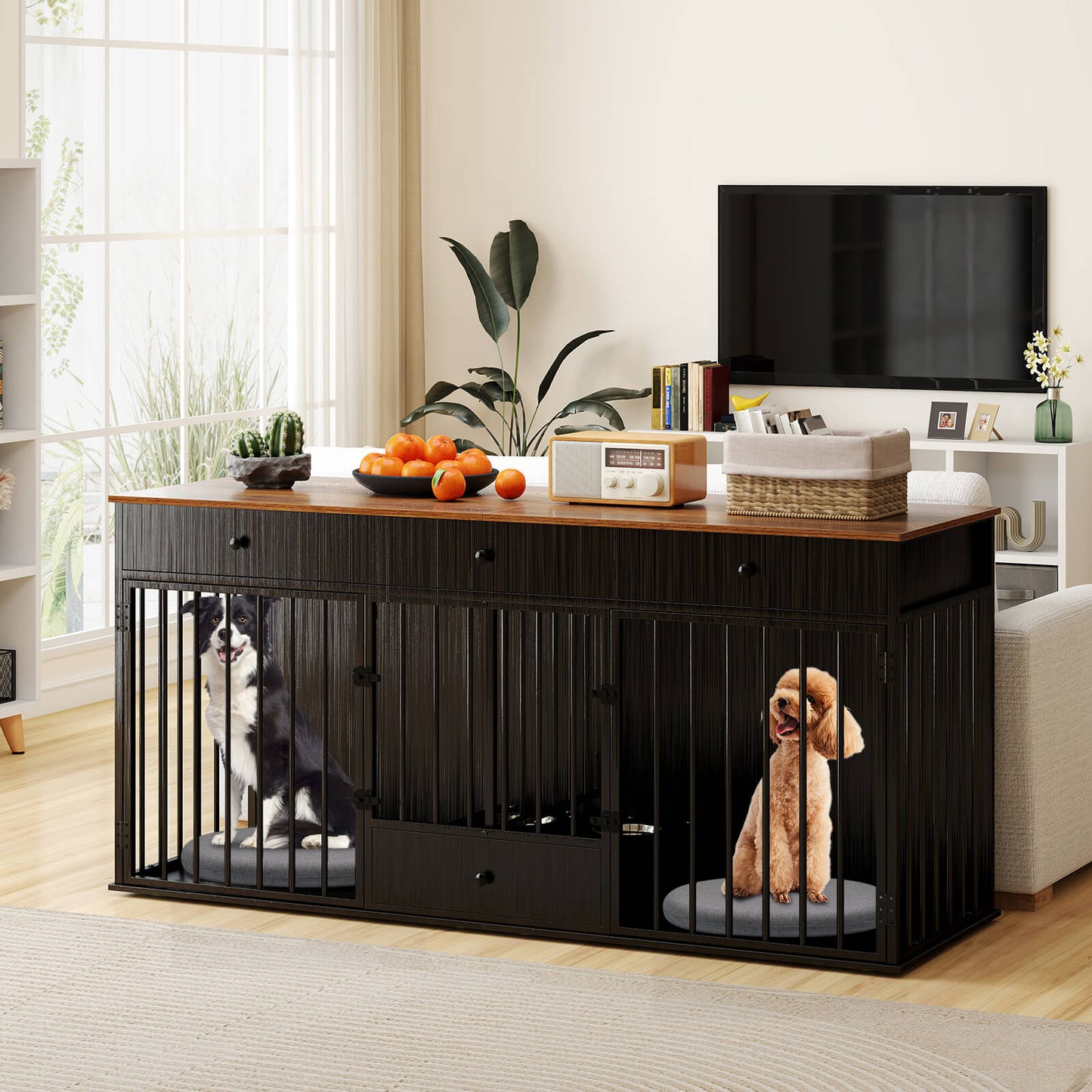 Dog Crate Furniture From Double Dog With Pull Out Feeder