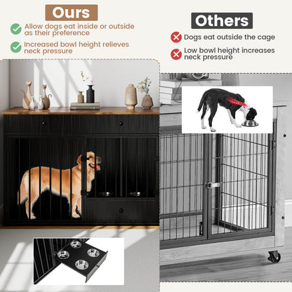 Dog Crate Furniture From Double Dog With Pull Out Feeder