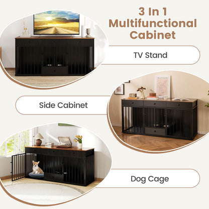 Dog Crate Furniture From Double Dog With Pull Out Feeder