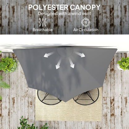 Outsunny 3m Half Parasol Space Saving Wall Mounted for Balcony and Small Garden with Crank Handle