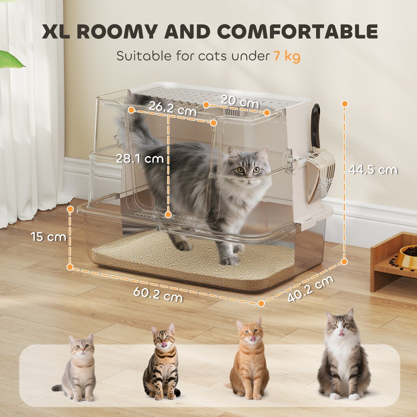 PawHut Stainless Steel Litter Box XL With 100 Degree Flip Top Dual Entry Odor Free For Large Cats