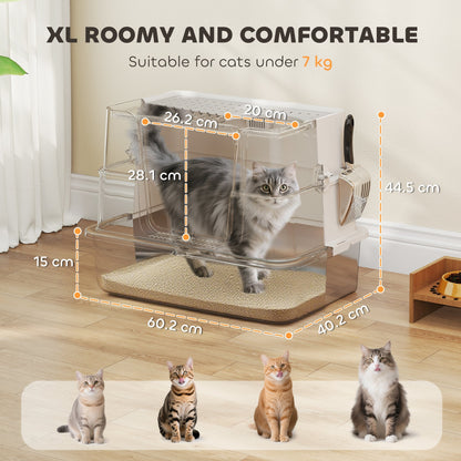 PawHut Stainless Steel Litter Box XL With 100 Degree Flip Top Dual Entry Odor Free For Large Cats