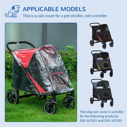PawHut Rain Cover For Dog Pram Stroller Keeps Pets Dry Warm Flap Free Rear Entry Design For Dog Parents