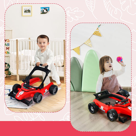 4 In 1 Baby Push Walker With Adjustable Height And Speed Red