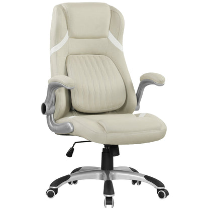 Vinsetto Linen Look Office Chair With Adjustable Height And Tension All Day Comfort Beige For Home Office